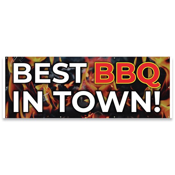 Best BBQ In Town Banner Concession Stand Food Truck Single Sided